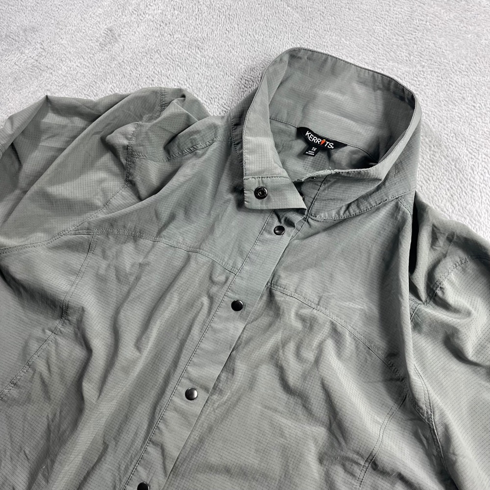 Kerrits Womens 1X Sage Green Ripstop Snap Front Long Sleeve Equestrian Shirt
